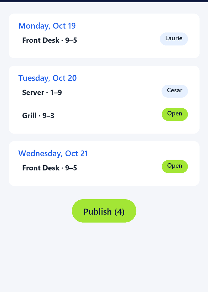 Weekly schedule builder